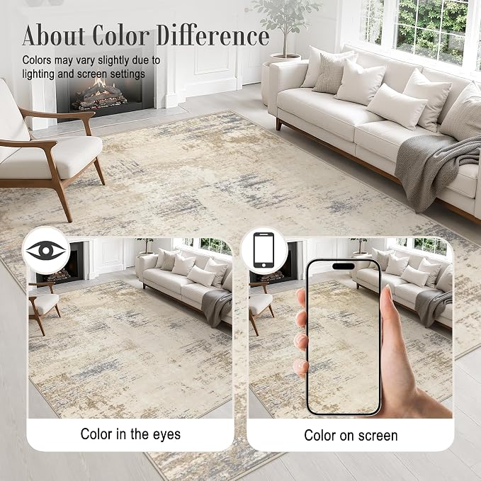 2x3 Washable Entryway Rug: Modern Abstract Soft Carpet Beige Brown | For Entrance, Bedroom, Kitchen, Laundry, Bathroom,Door Mat,Modern Abstract,Machine washable,Non-Slip,Stain Resistant,Indoor