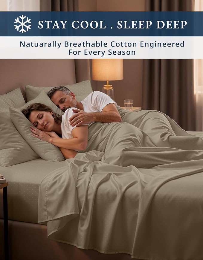 LANE LINEN Dorm Sheets Twin XL Set 100% Egyptian Cotton Sateen - Taupe | Light Blue Twin XL Sheets - 3-Piece Set, Ideal For Dorms And Adjustable Beds, Long-Staple Egyptian Cotton, So Silky