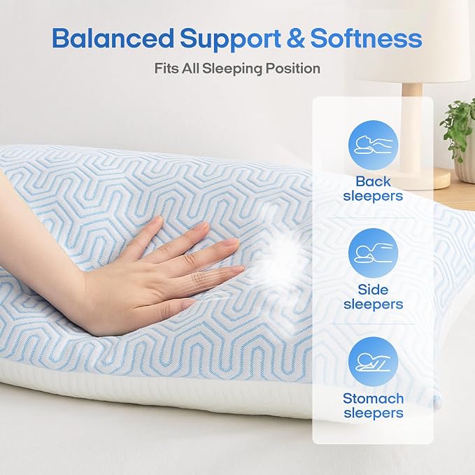 puredown® Cooling Goose Feather Down Pillow, Set of 1, King Size | Ultra Cooling Fabric, Removable Pillowcase, For Hot Sleeper, Medium Firm Support, Bed Pillows for Sleeping