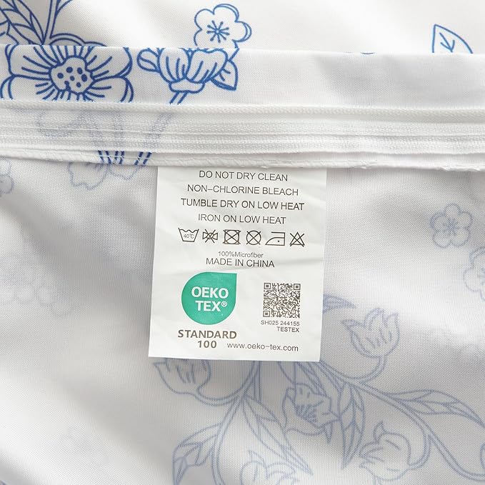 Nayoroom Blue Floral Duvet Cover Set King Spring Cottagecore Bedding | Soft Breathable Washed Microfiber, All-Season Comfort, Hidden Zipper, 4 Corner Ties, Modern Farmhouse Aesthetic Bedding
