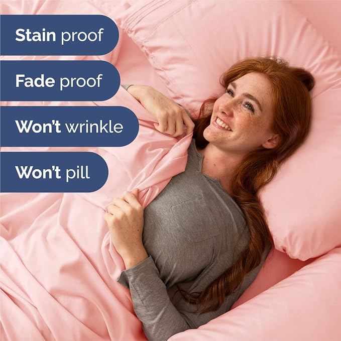 King Size 4 Piece Sheet Set - Comfy Breathable & Cooling Sheets - Baby Pink | Hotel Luxury Bed Sheets for Women & Men, Deep Pockets, Easy-Fit, Extra Soft and Wrinkle Free Sheets, Oeko-Tex Bed Sheet Set
