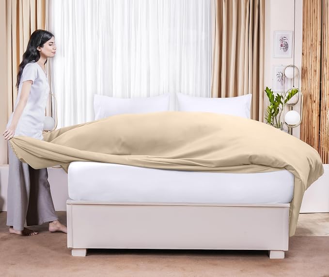 Twin Size Flat Sheet Only Pack of 6, Ultra Soft Hotel Sheets, Beige | Hotel Bedding, Cooling Comfort, Smooth Feel, Wrinkle & Fade Resistant, Easy Care, Long-Lasting, Machine Washable, OEKO-TEX