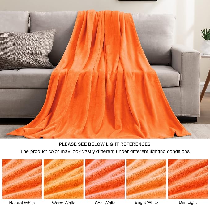 BEDELITE Fleece Blanket Soft Fall Twin Size Blanket Orange 60"x80" | Ultra Soft Fleece, Plush Microfiber, Lightweight Warmth, Fall Decor, Fade Resistant, Machine Washable, Couch Sofa Bed