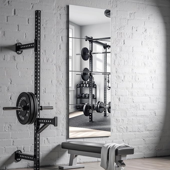 Glass Full Length Wall Mirror Tiles, 14'' x 12'' 4PCS | Frameless, Body Tiles for Bedroom, Mounted Home Gym, Door