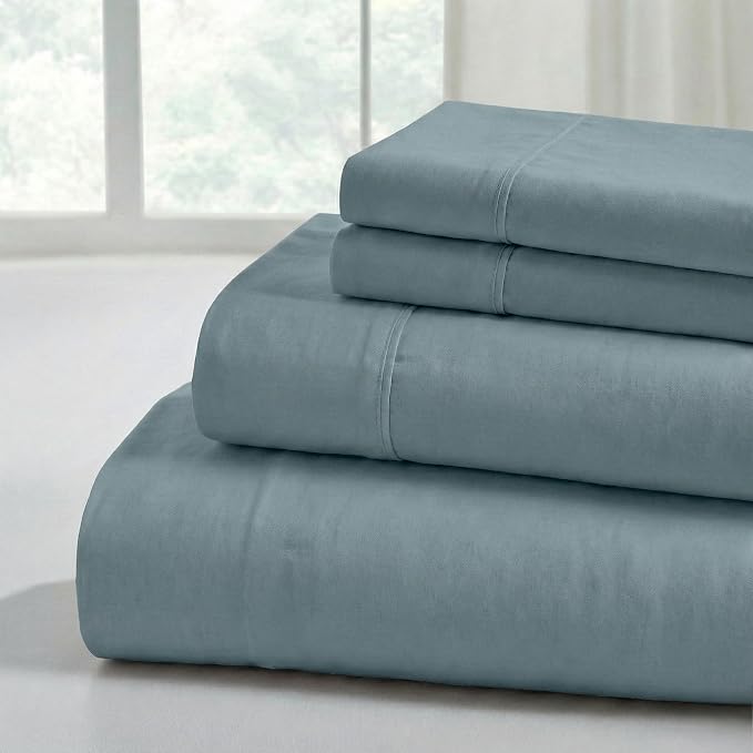 Modern Threads Soft Microfiber Solid Sheets - Luxurious Microfiber Bed Sheets - Includes Flat Sheet, Fitted Sheet with Deep Pockets, & Pillowcases Ocean Queen
