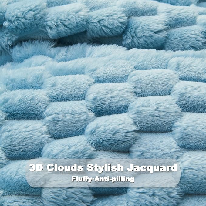 NEWCOSPLAY Fleece Clouds Cozy Twin Blanket for Couch, Blue, 60"x80" | Premium Silky Flannel Blanket, Soft Lightweight Fluffy Throw Blanket for Bed Sofa Decor, Gift for All Season Use