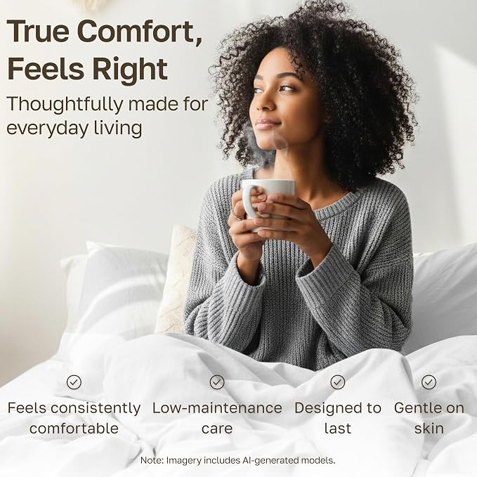 Soft Natural 100% Cotton Sateen Full Sheets, 4 Pc Set, Light Grey | Backed by Good Housekeeping Seal, Light & Breathable For Hot Sleepers, 14" Deep Pocket, All-Around Elastic, Durable