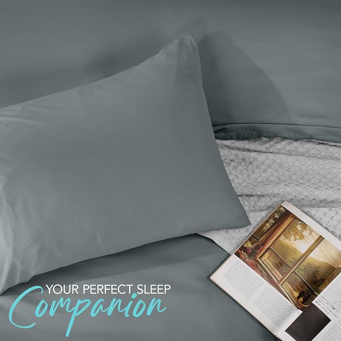 Utopia Bedding Duvet Cover Set with Pillowcases - 3 Pieces Bedding Duvet Cover with Zipper Closure - 1 Duvet Cover with 2 Pillowcases - Soft Brushed Microfiber (Queen, Grey)