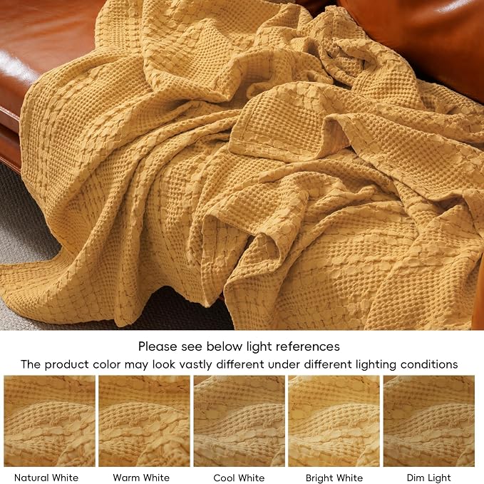 PHF Lightweight 100% Cotton Waffle Blanket for Bed, Twin XL, Pumpkin Orange | Pre-Washed Soft Cotton Comfort, Breathable Layering Warmth for Fall & Winter, Couch & Guest Room, Couch, Home Decor & Gifts