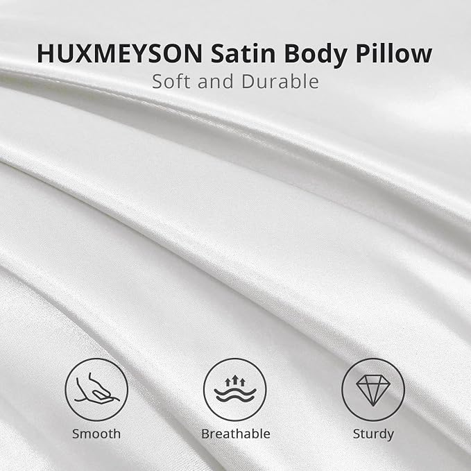 Body Pillow with Satin Pillowcase, Body Pillow for Adults, Removable Cover, White (20"x54") | 20"x54", Removable Cover, OEKO-TEX Certified Down Alternative Filling,Washing Machine