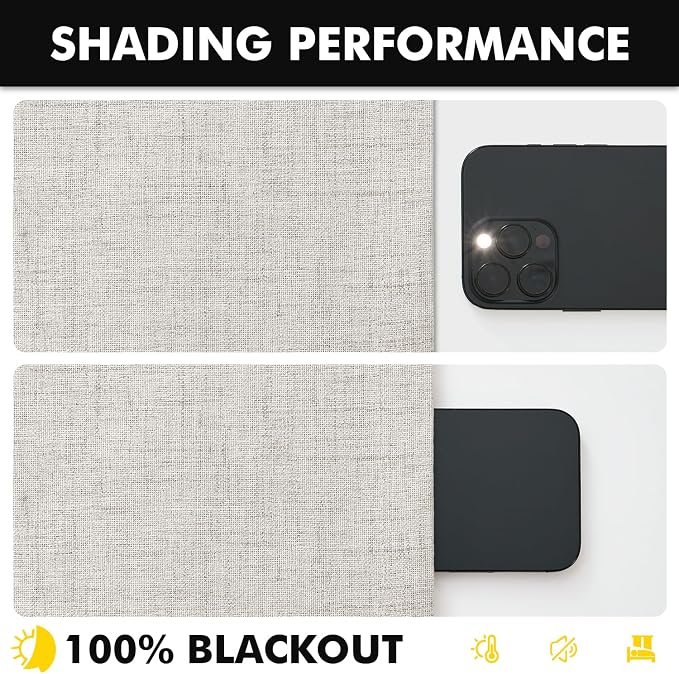 MIULEE 100% Blackout Linen Curtains 42 x 72 Inch Cream White 2 Panels | Thermal Insulated, Room Darkening Drapes for Bedroom Living Room, Back Tab Rod Pocket Pinch Pleated, Solid Luxury Decor