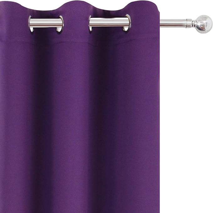 Purple Thermal Blackout Curtains/42 x 72 Inch/Set of 2 Panels Room Darkening Curtains for Bedroom