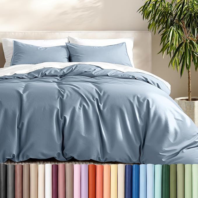 Bare Home Duvet Cover Set 1800 Ultra-Soft (California King, Dusty Blue) | Lightweight, Cooling, Breathable, Premium 1800 Ultra-Soft, All-Season