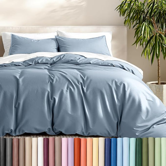 Bare Home Duvet Cover Set 1800 Ultra-Soft (Twin/Twin XL, Dusty Blue) | Lightweight, Cooling, Breathable, Premium 1800 Ultra-Soft, All-Season