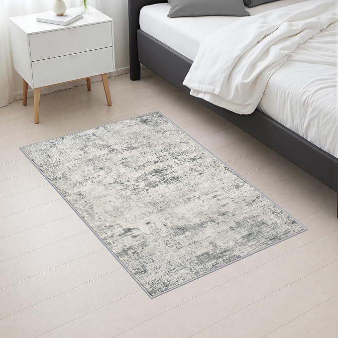 2x3 Washable Entryway Rug: Modern Abstract Indoor Soft Carpet Gray | For Entrance, Bedroom, Kitchen, Laundry, Bathroom,Door Mat,Modern Abstract,Machine washable,Non-Slip,Stain Resistant,Indoor
