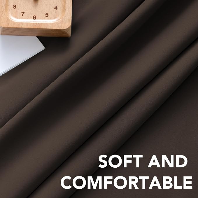H.VERSAILTEX Blackout Curtains Thermal Insulated Window Treatment Panels Room Darkening Blackout Drapes for Living Room Back Tab/Rod Pocket Bedroom Draperies, 52 x 96 Inch, Chocolate Brown, 2 Panels