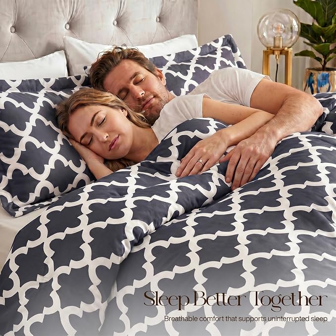 Utopia Bedding 3 Pc Queen Comforter Set, Printed Comforter, Grey | Comforter Set Includes Comforter (88x88) Inches, 2 Shams (20x26) Inches. Soft Microfiber Down Alternative, Machine Washable.