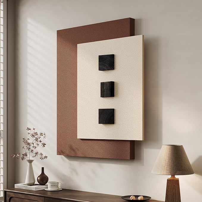 Cuspin Modern Minimalist 3D Wood Wall Art for Living Room, 28x36 In | Beige brown textured wall art, Artworks with wooden blocks, Bedroom dining room hallway office wall decor