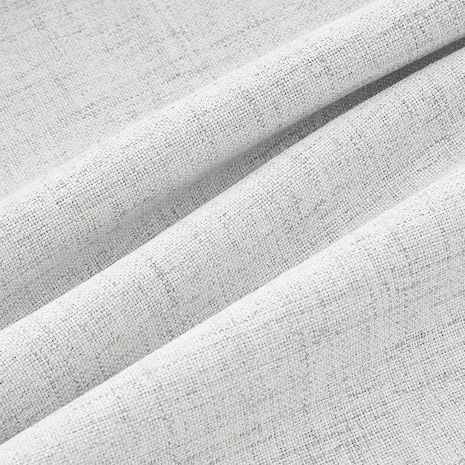 MIULEE 100% Blackout Linen Curtains 42 x 84 Inch Heathered White 2 Panels | Thermal Insulated, Room Darkening Drapes for Bedroom Living Room, Back Tab Rod Pocket Pinch Pleated, Solid Luxury Decor