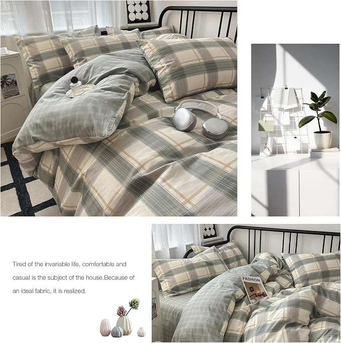 LifeTB Twin XL Comforter Set Geometric Checkered Plaid Bedding Comforter for All Seasons Boho Farmhouse Checkered Pattern Comforter Set Soft Lightweight Bedding Set for Men Boys Twin XL Size
