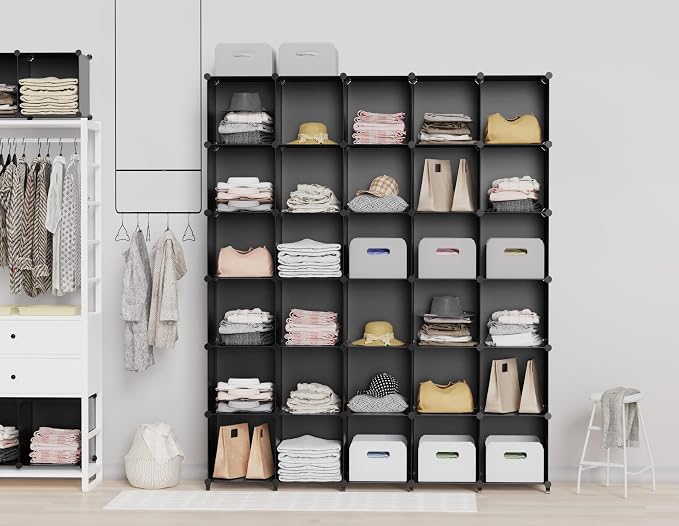 HOMIDEC Closet Organizers and Storage, 9 Cube Storage Organizer, Black | Portable Closet Organizer, Storage Cubes Shelves, for Bedroom, Kids Room, Bathroom, Wardrobe, Clothes Rack