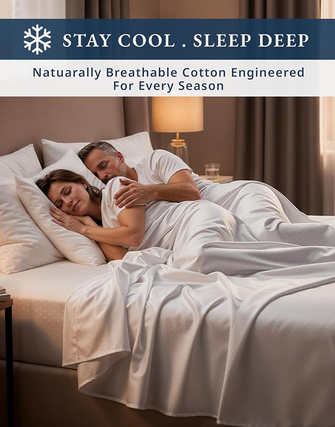 LANE LINEN Twinxl Sheets Set 100% Egyptian Cotton Sateen - White | Twin XL Sheets Pattern - 3-Piece Set, Ideal For Dorms And Adjustable Beds, For A Luxurious Night's Sleep, Cozy Feel