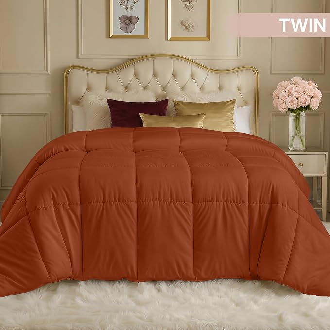 Utopia Bedding Duvet Insert, Twin Comforter 64 x 88 Inches, Burnt Orange | Cozy All Season Comforter for Kids and Teens, Unisex, Down Alternative Fill, Soft Microfiber Shell, Machine Washable.