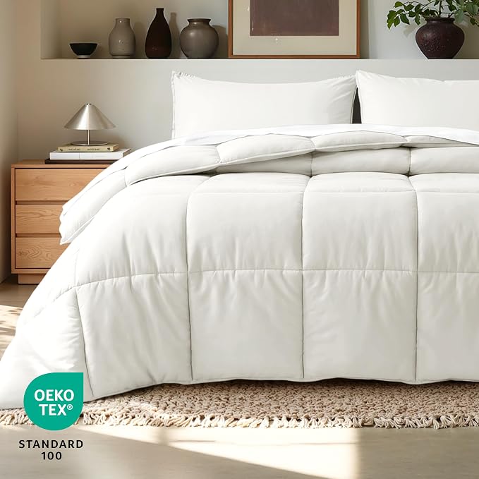 Bare Home Full Comforter Set - 1800 Ultra Soft (Full, Antique White) | All-Season, Breathable, Hypoallergenic, Premium 1800, Warm, Cozy