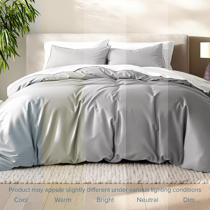 Bare Home Duvet Cover Set 1800 Ultra-Soft (Twin/Twin XL, Light Grey) | Lightweight, Cooling, Breathable, Premium 1800 Ultra-Soft, All-Season