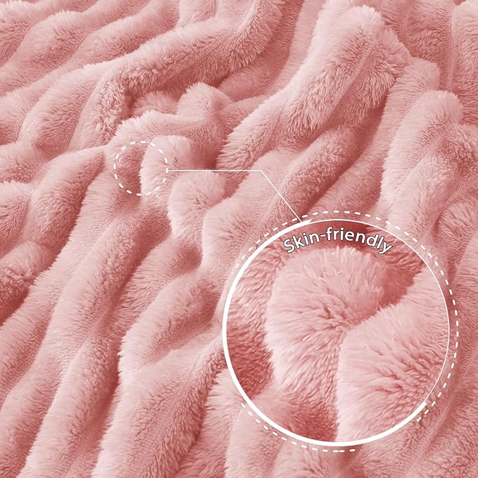 Exclusivo Mezcla Striped Queen Size Fleece Blanket for Bed, Couch, 90"x90" | Soft Breathable Cozy Bed Blankets, Lightweight Plush Fluffy Fuzzy Jacquard Decorative Blankets