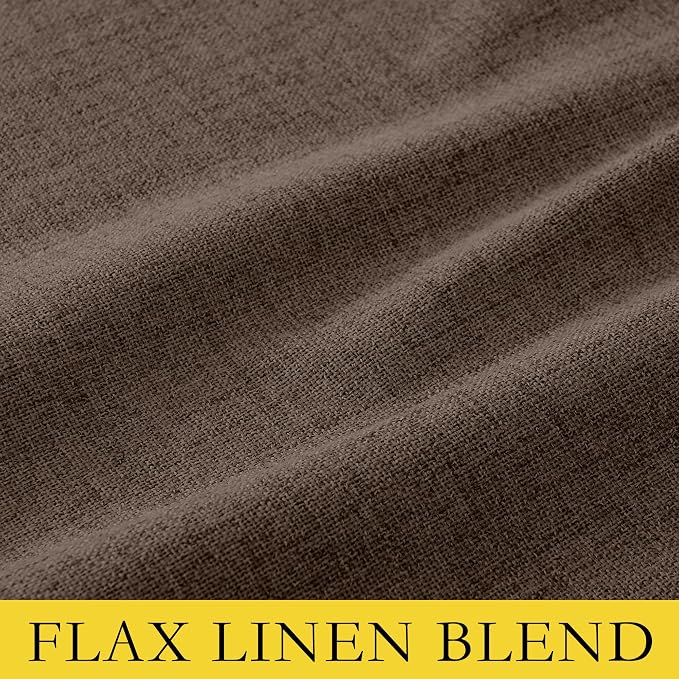 NICETOWN 100% Blackout Brown Curtains for Living Room 2 Panels Linen Blend | Bedroom Curtains for Light Sensitive Sleepers Noise Reducing, Privacy Protection, Thermal Insulated, W52" x L84" per Panel