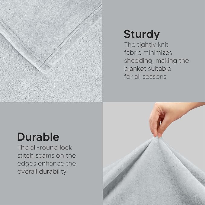 Utopia Bedding Soft Fleece Bed Blanket Throw Size Light Grey (50x60 Inch) | Microfiber Plush Warm Lightweight Breathable Cozy Blanket Anti-Static, All Season Use, Gift for Women and Men