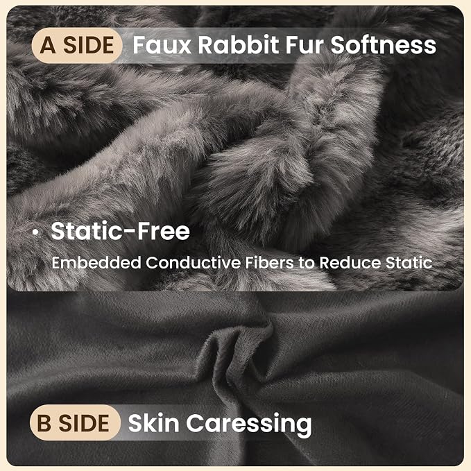ZonLi Fluffy Body Pillow for Adults, Fuzzy Faux Fur Long Pillow with Shredded Memory Foam, Adjustable Support for Side Sleepers, Gifts, 20 x 54 Inch, Dark Grey