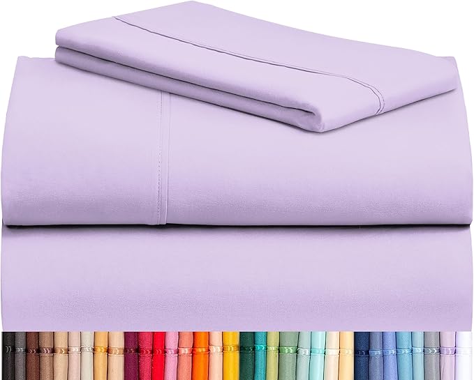 LuxClub 3 PC Twin Sheet Set, Deep Pockets Wrinkle Free Cooling Bed Sheets Hotel Bedding for Women, Men, Kids & Teens, Includes 1 Fitted Sheet, 1 Flat Sheet and 1 Pillowcase-Silky Soft Lavender | LUXCLUB Cooling Twin Size Fitted Sheet & Pillowcase Sets,...