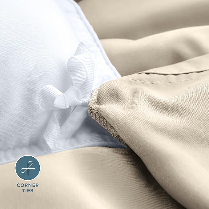 Bare Home Duvet Cover Set 1800 Ultra-Soft (Oversized Queen, Sand) | Lightweight, Cooling, Breathable, Premium 1800 Ultra-Soft, All-Season