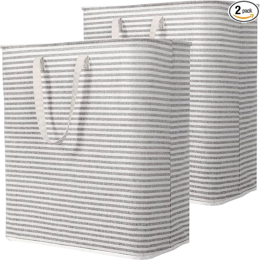 Lifewit 2 Pack Laundry Basket 100L Each, Collapsible Clothes Hamper with Reinforced Handles, Freestanding Waterproof Design for Bedroom and Laundry Room, Grey 200L Total