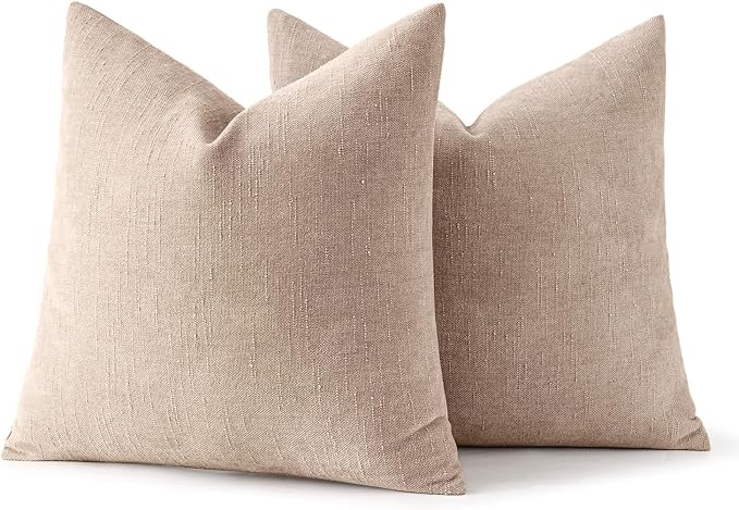 MIULEE 24x24 Inch Euro Textured Chenille Throw Pillow Covers Irish Cream | Pack of 2 Decorative Soft Throw Pillows,Solid Textured Cushion Covers,Modern Home Decor for Bed Couch Sofa Bedroom Livingroom