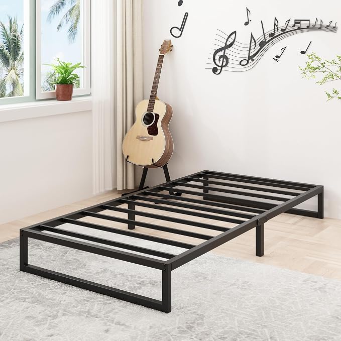 Lutown-Teen 9 Inch Twin Bed Frames with Heavy Duty Steel Slat Support | Twin Platform Bed Frame No Box Spring Needed, Noise Free, Easy Assembly, Black