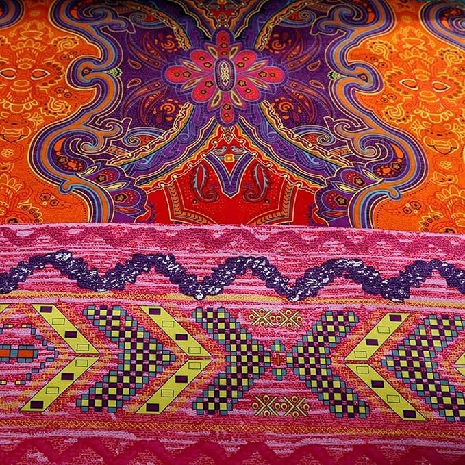 Boho Twin Comforter Set Soft Chic Bedding Twin Comforter Set 2 Pieces Lightweight Exotic Red Teal Bohemian Mandala Colorful Retro Printed Comforter Set for All Seasons Luxury Comfy