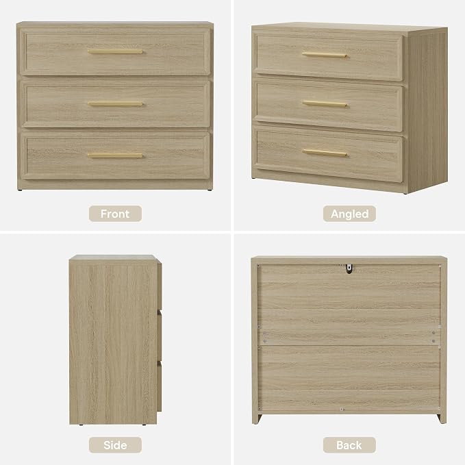 SICOTAS Oversized Nigh Sstand with 3 Drawers for Bedroom Tall Bedside Table | Extra Large Nightstand with Storage 31.3" Wide Side Table Modern End Table Night Stands for Sofa Couch Office