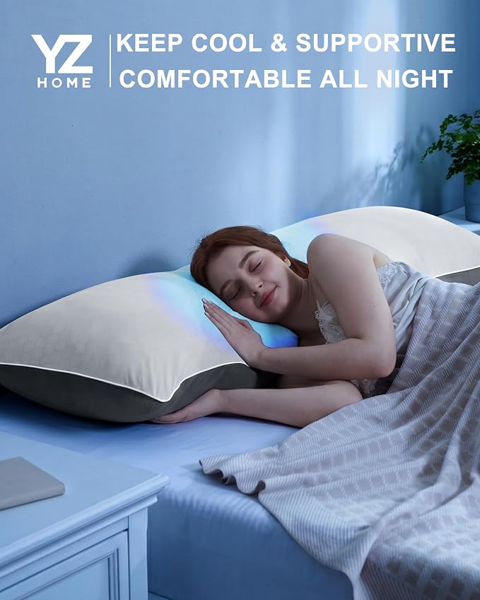 YZ HOME Cooling Body Pillow for Adults,Cold Touch Fabric(Grey,20"x54") | Body Pillow for Side Sleeper,Shredded Memory Foam,Removable Washable Cover