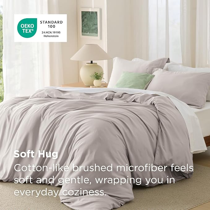 Bedsure Duvet Cover King Size, Soft Double Brushed Bedding Set, 3Pcs, Taupe | For Kids & Adults, 104"x90" Comforter Cover, Hotel Luxury, All Season, Breathable, Easy Care, Lightweight, Zipper Closure