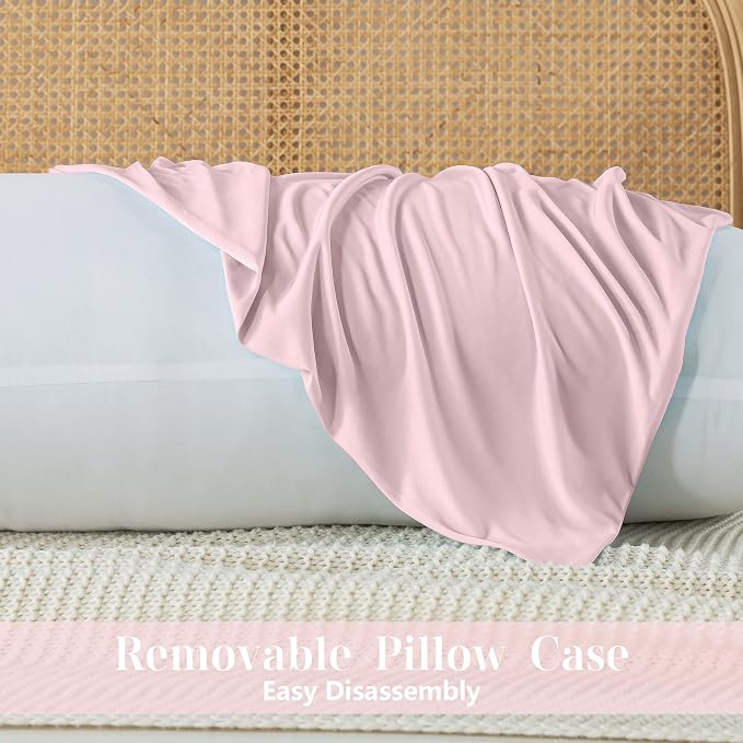 WhatsBedding Memory Foam Body Pillow with Cover, Long Bed Pillow for Adults | Zippered Removable Cooling Cover, Full Body Pillow for Adults, Long Pillow for Sleeping, Ideal for Hot Sleepers