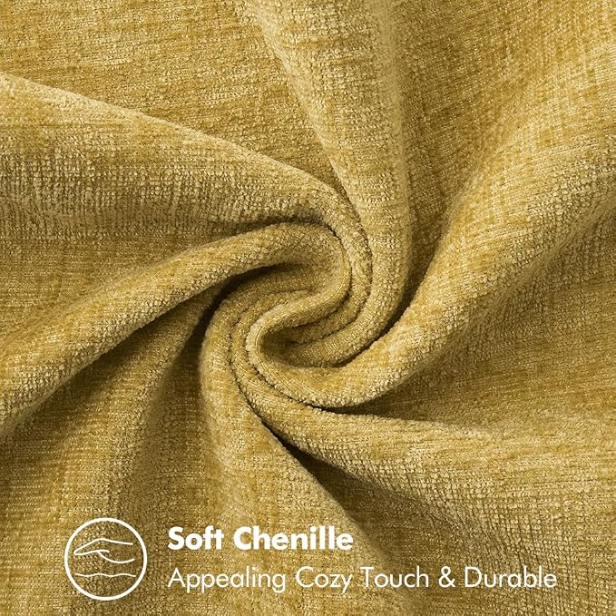 MIULEE Decorative Couch Throw Pillow Covers 18x18 Inch Mustard Yellow | Farmhouse Pillow Covers with Stitched Edge, Soft Chenille Cushion Cases, for Sofa Bed Living Room Home Decor