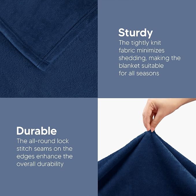 Utopia Bedding Ultra Soft Fleece Bed Blanket Throw Size Navy (50x60 Inches) | Microfiber Plush Warm Lightweight Breathable Cozy Blanket Anti-Static, All Season Use, Gift for Women and Men