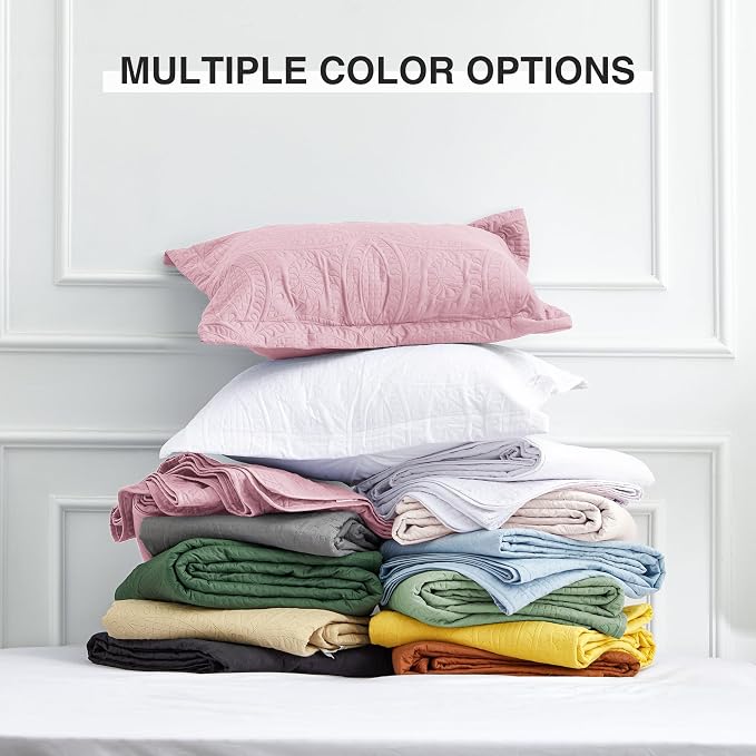 Love's cabin California King Size Quilt Bedding Set Pink Bedspreads - Cal King Summer Lightweight Bedspread Comforter - Coin Pattern Coverlet for All Season - 3 Pieces (1 Quilt, 2 Pillow Shams)