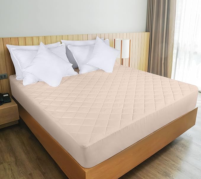 Quilted Fitted Mattress Pad, King Mattress Protector Topper with Deep Pocket Stretches up to 16 Inches, Machine Washable Mattress Cover by Utopia Bedding (Beige) | Soft Breathable Fitted Mattress Cover, Noiseless, Deep Pockets & Machine Washable for Ho...