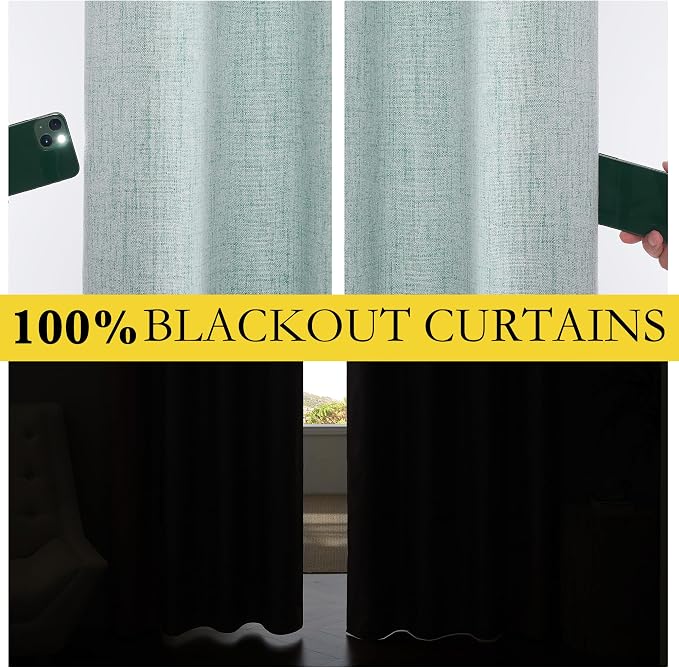 NICETOWN Seafoam Green Blackout Curtains 84" L for Living Room 2 Panels | Cozy Bedroom Curtains for Kids Room Nap Time, Noise Reducing, Privacy Protection, Thermal Insulated, W52" x L84" per Panel
