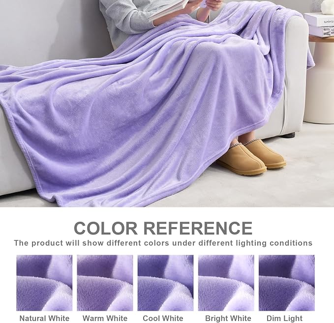 Hansleep King Light Purple Fleece Blanket, Soft Flannel Bed Blanket | Fuzzy Cozy Blanket 90x108 Inches, Multi-use for Bed, Sofa, Couch, Travel, Camping, All Season Warm Lightweight Cover
