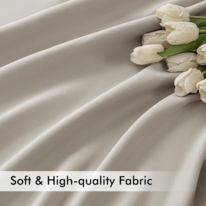 MIULEE Natural Back Tab Blackout Curtains 52x102 Inch Long 2 Panels Set | Rod Pocket Pinch Pleated, Thermal Insulated, Bedroom Living Room Darkening Drapes, Light Blocking Floor to Ceiling Curtains